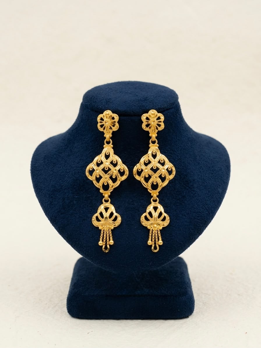 Lattice & Tassel Drop Earrings