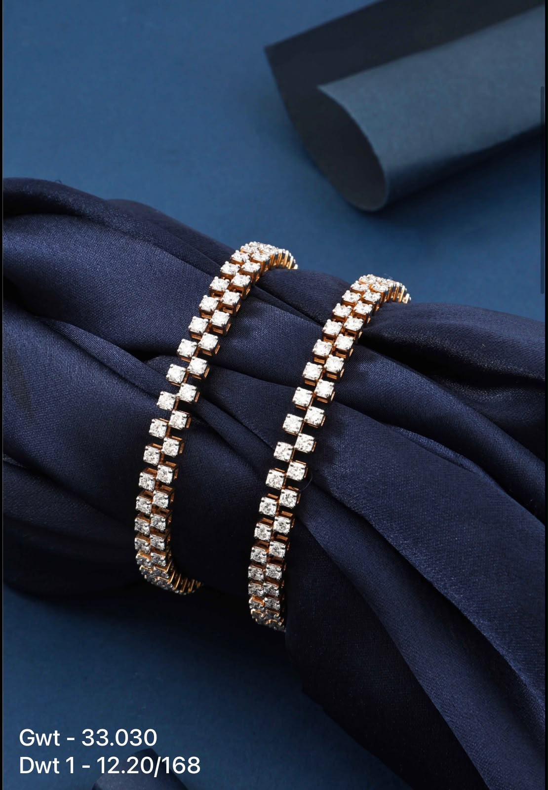 Diamond Tennis Bracelet Pair — Gross weight: 33.030 g · Diamond weight: 12.20 ct (168 pcs)