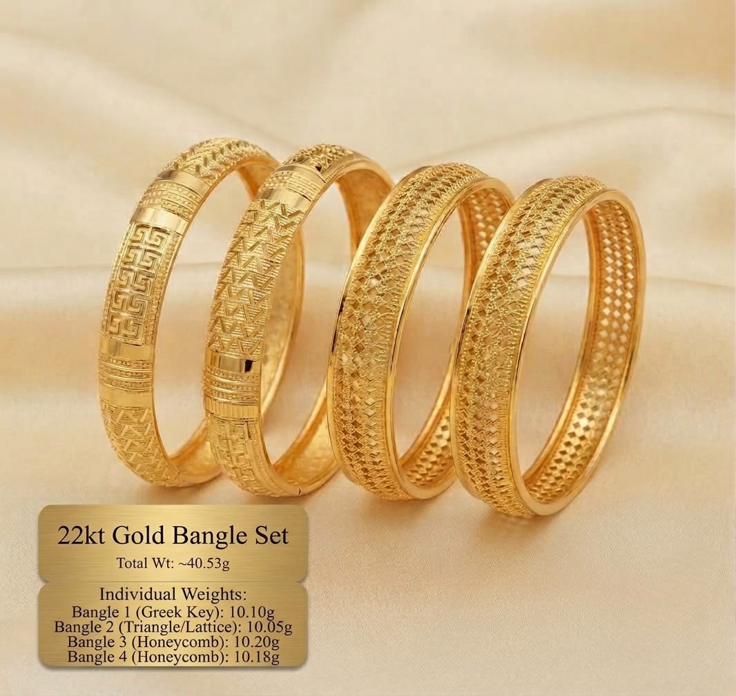 22KT Gold Bangle Set — Total weight: ~40.53 g